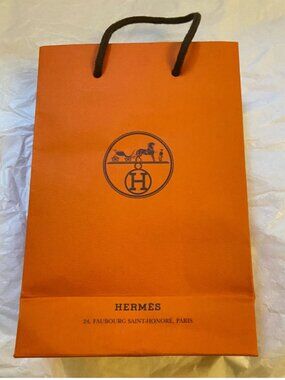 NEW Authentic Hermes Orange Gift Paper Shopping Bag Tote Small Size